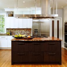 Contemporary Kitchen Remodel With Dark Wood Kitchen Island