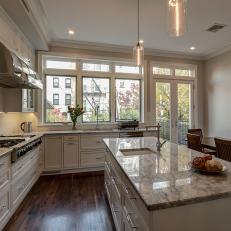 White Traditional Kitchen With Granite Countertops