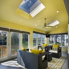 Contemporary Yellow and Gray Sunroom