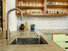 Eclectic Neutral Kitchen With Subway Tile Backsplash