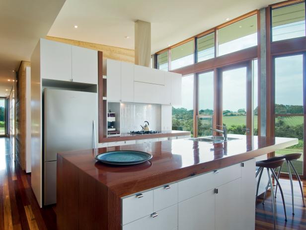 Modern Kitchen With Ironbark Timber Countertops Hgtv