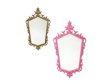 Painted Ornate Mirror in Pink