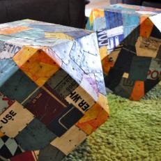 Footstools Covered in Recycled Tin