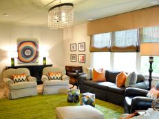 Mixed Color Eclectic Playroom With Green Rug
