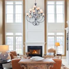 Transitional Neutral Two-Story Living Room