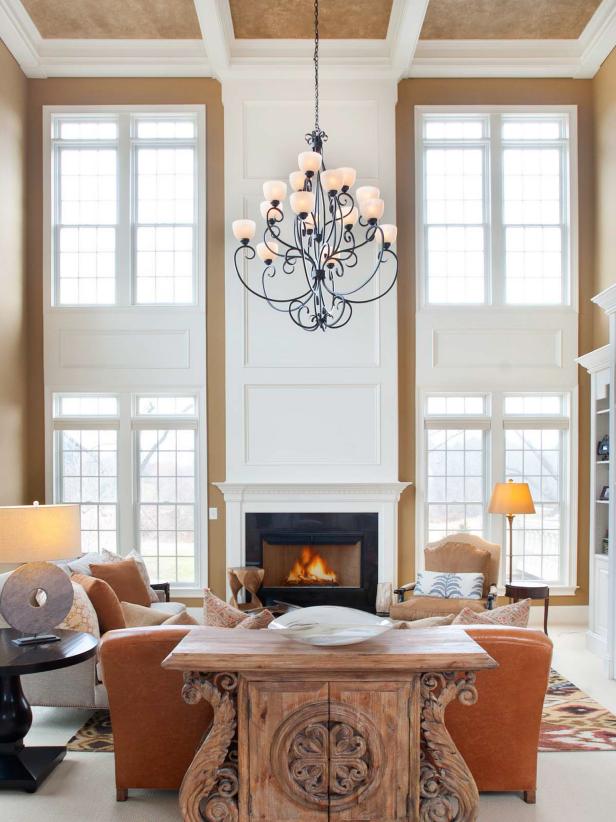 Transitional Neutral Two Story Living Room HGTV