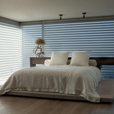 Shades for Modern Bedroom With Frameless Windows