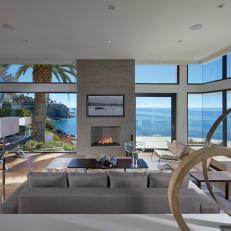 Modern Living Room with Ocean View