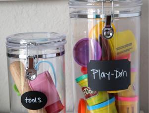 Clear Kitchen Containers Repurposed as Toy Storage