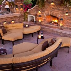 Outdoor Patio with Stone Fireplace and Built-in Grill