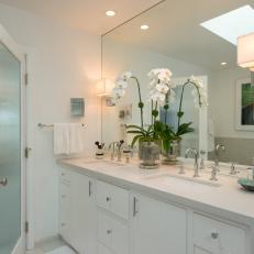 White Contemporary Bathroom With Sconce Lighting