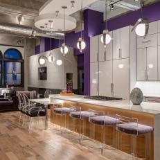 Quartz Kitchen Island in Purple, Contemporary Kitchen 