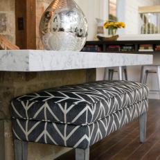 Gray and White Patterned Dining Bench