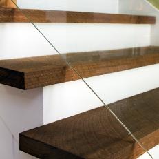 Rustic Wood Stairs With Modern Glass Railing 