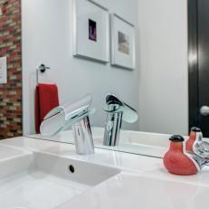 Sleek Contemporary Faucet in White Bathroom