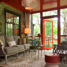 Eclectic, Red Sunroom is Full of Character