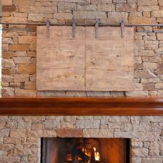 Rustic Brick Fireplace in Traditional Living Room