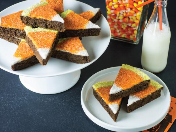 Candy Corn Brownies on Plate