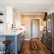 Country Galley Kitchen Photos Hgtv Gray And White Kitchen With Breakfast Bar