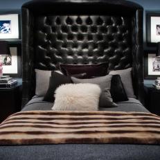 Tufted Leather Headboard in Contemporary Bedroom