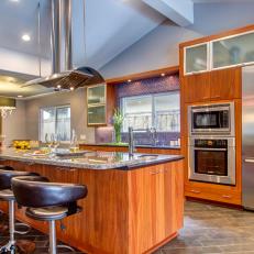Contemporary Kitchen With Suspended Range Hood
