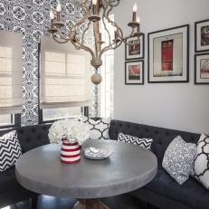 Black and White Breakfast Area With Banquette Seating