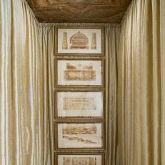 Architectural Prints and Drapes Create Art Display