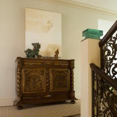 Traditional Stairway Landing With English Commode