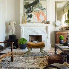 Beautiful Artwork in Eclectic, White Living Room