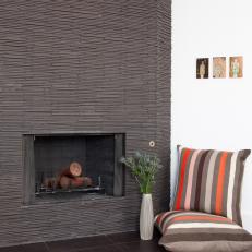 Textured Fireplace Surround in Contemporary Living Space
