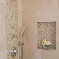 Neutral Contemporary Shower With Mosaic Tile