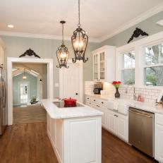 Blue Cottage Kitchen Photos Hgtv Cottage Kitchen With Hardwood Floor And White Cabinets