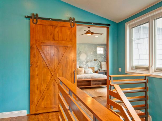 Eclectic Bedroom With Sliding Barn Door Hgtv