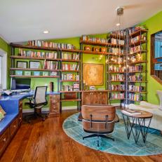 Eclectic Lime-Green Home Office