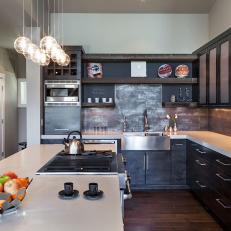 Modern Industrial Kitchen With Barn Wood Cabinetry