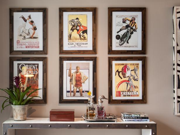 Gallery Wall of Antique Sports Prints