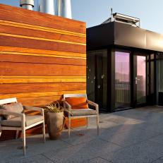 Wood and Metal Mix on Rooftop Patio