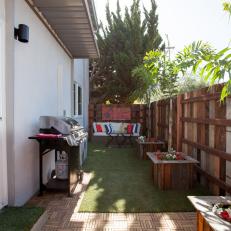 Patio With Reclaimed Wood Privacy Fence