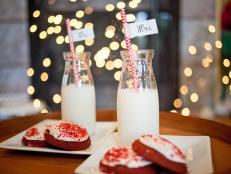 Serve a holiday treat for Mr. and Mrs. Claus this Christmas by attaching labeled tags to milk bottles and serving them with classic red velvet in cookie form.