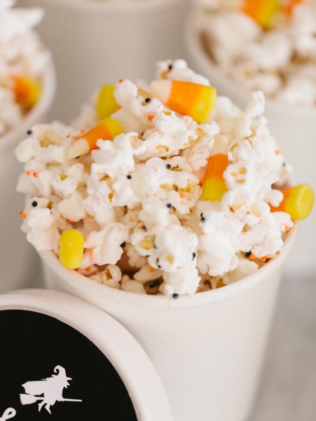 The popcorn makes it salty, the chocolate makes it sweet! Add a Halloween touch by using orange and black sprinkles or nonpareils.