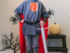 Turn your little hero into a brave knight for Halloween. Our free printable template and step-by-step instructions make it easy to craft even a last-minute costume.