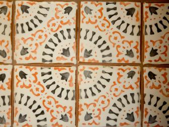 Orange and Gray Patterned Ceramic Tile
