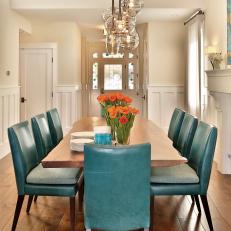 Blown Glass Pendants and Live-Edge Dining Table