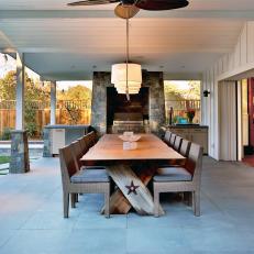 Country-Style Outdoor Kitchen and Dining Space