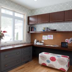 Midcentury Modern Home Office With Storage Cabinets