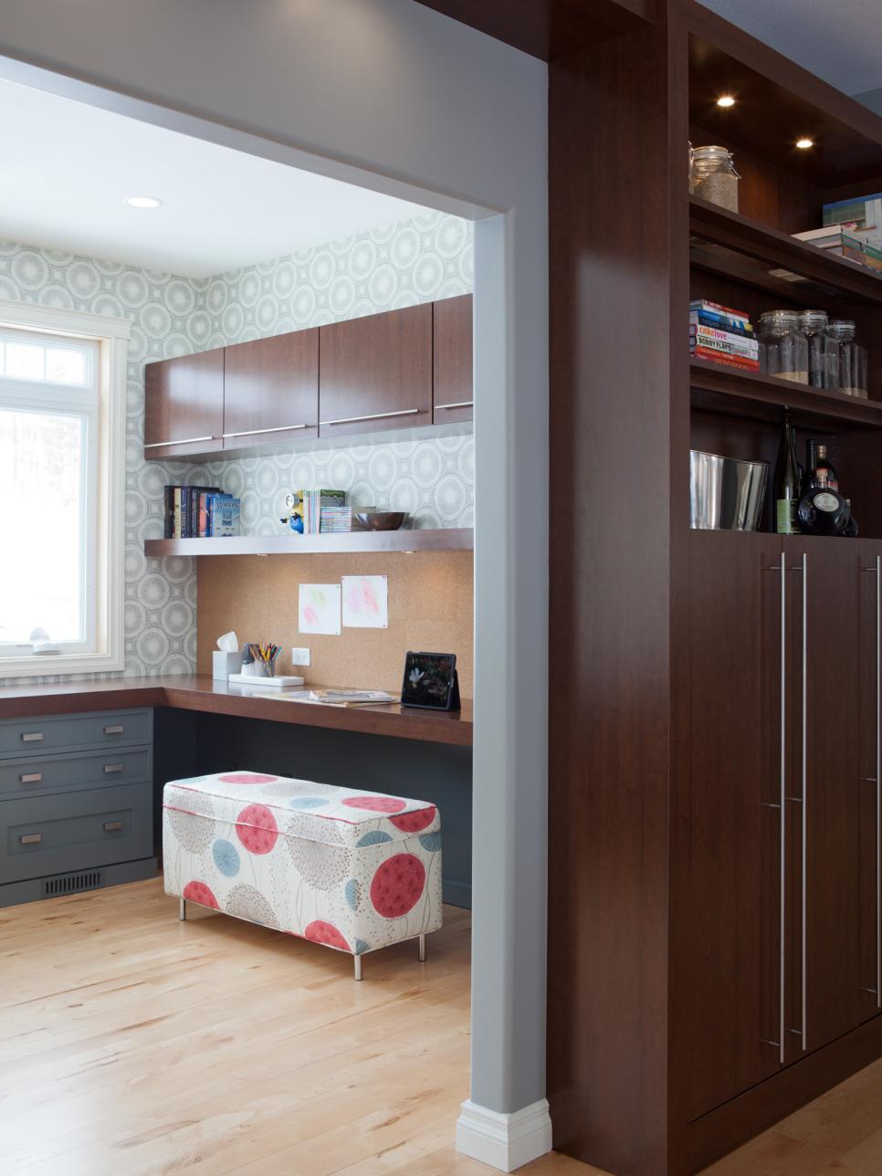 Midcentury Modern Home Office Features Horizontal Cabinets ...