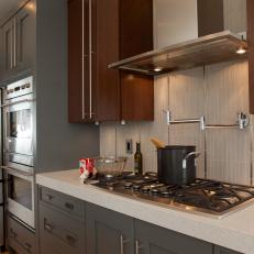 Vertical Backsplash Tile With Stainless Steel Inserts