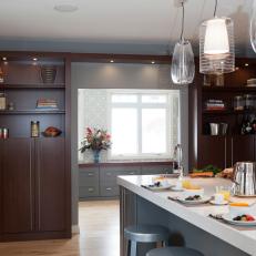 Built-in Wood Grain Cabinets in Midcentury Modern Kitchen