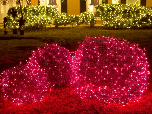 christmas holiday light yard display