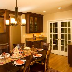 Dining Room With Dark Wood Finish